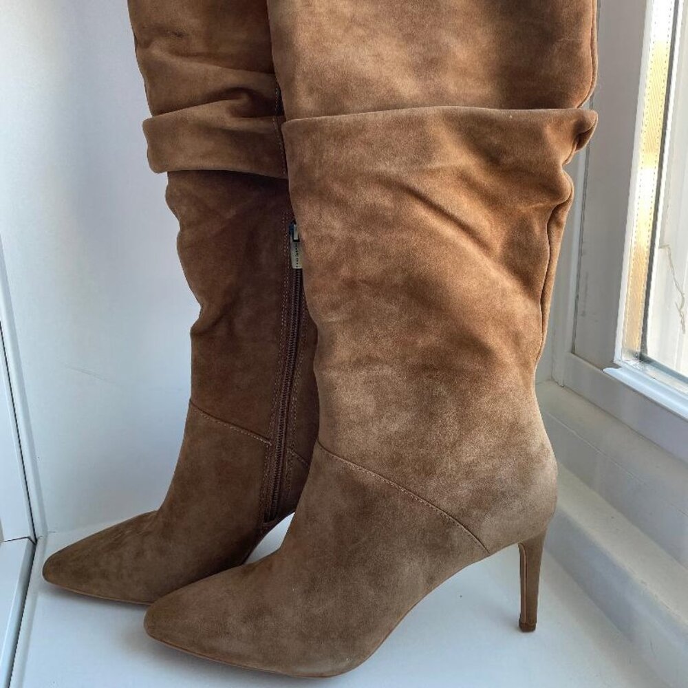 Vince Camuto Taupe Suede Slouch Knee-High Heeled Boots – Size 8 New / Never Worn